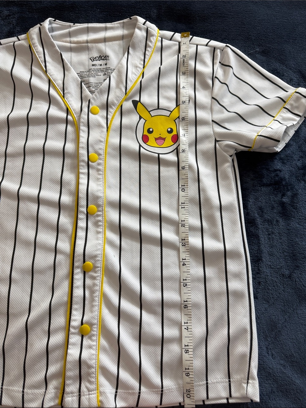 Pokémon Pikachu Striped Baseball Jersey for Kids - White, Black and Yellow - Picture 4 of 6